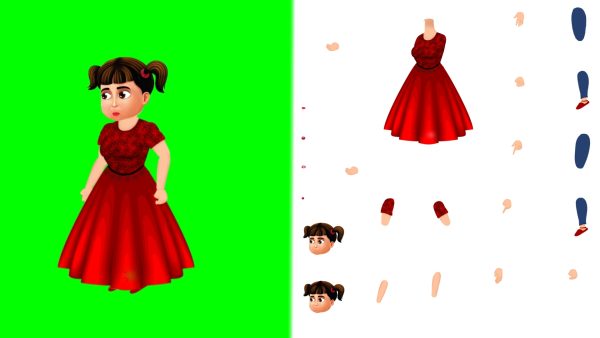 Chromatoon Cut Girl Cartoon Character in Red Dress | Free Download Child Girl Toon – FreeToon