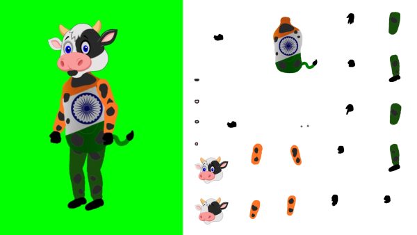 Chromatoon Cow Character in Indian Flag Colors | Download High-Quality Cartoon Cow – freetoon.in