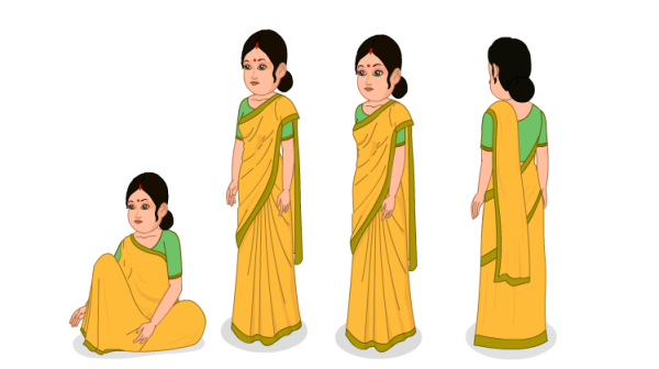 Adobe Animate CC Indian Woman Cartoon Character Rigged Animation Pack – Walk, Talk, Idle, Crying | FreeToon