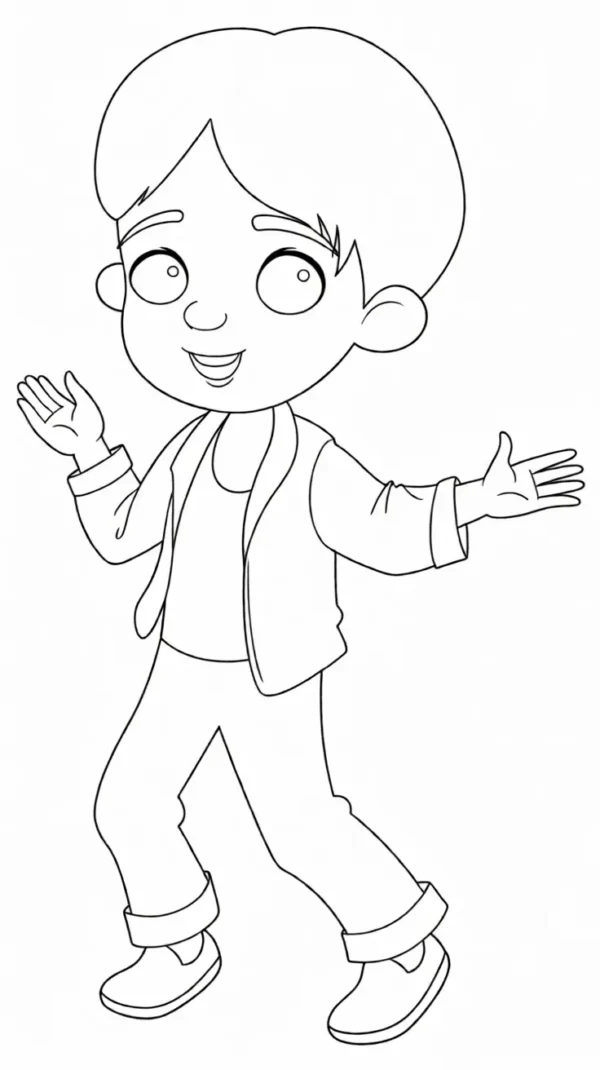 Boy Outline Cartoon Character Vector SVG PNG | Editable Cartoon Boy Illustration Download